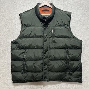 Orvis Men's‎ Green Full Zip Duck Down Puffer Outdoors Pockets Vest Size 2XL